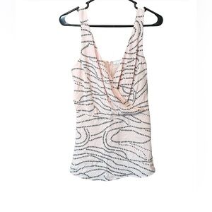 CAbi Sleeveless Blouse Size 8 Pink Gray Print Draped Front Tank Top Womens